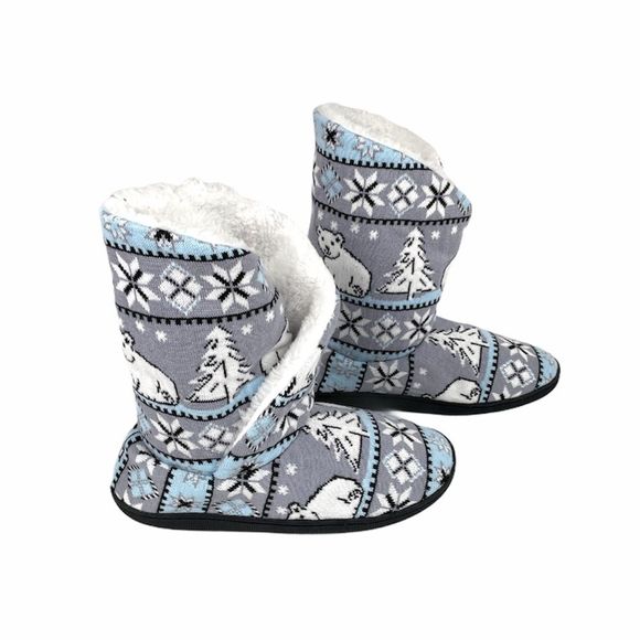 Vera Bradley Beary Merry Cozy Booties, Gray, Medium 7-8 - Picture 3 of 7
